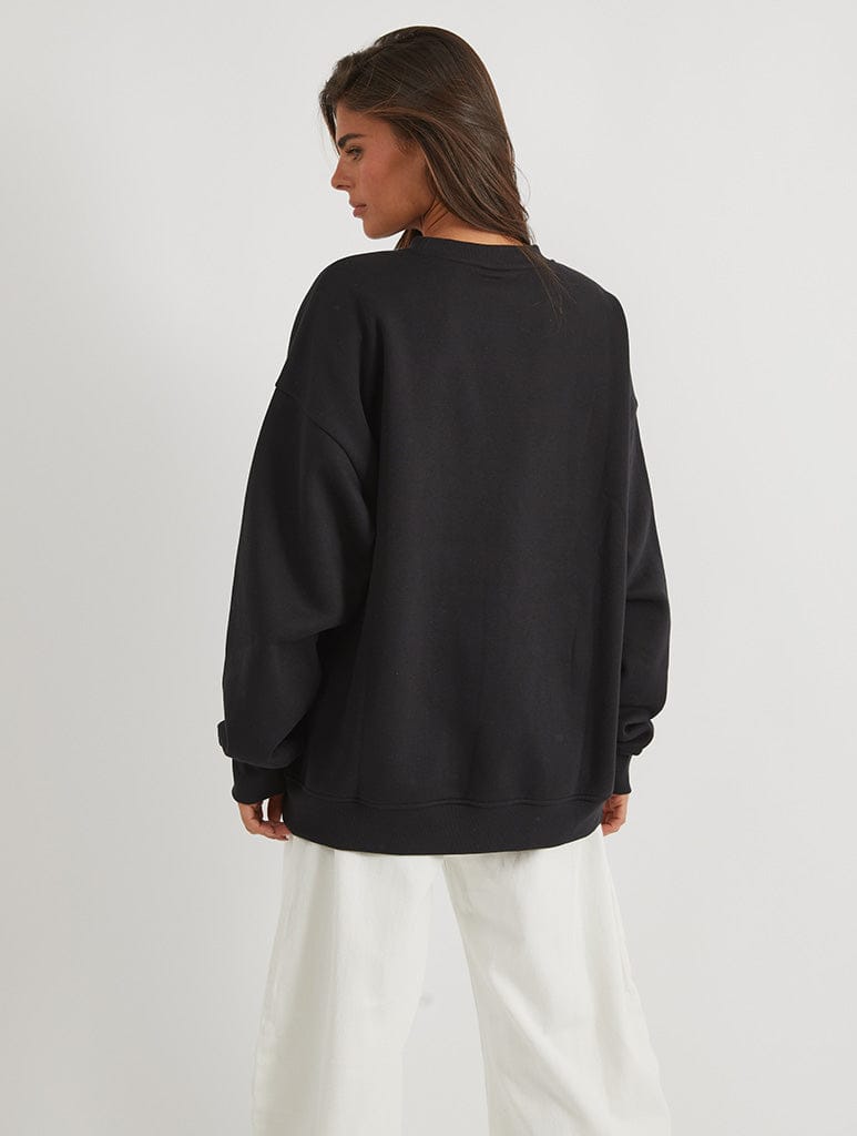 Skinnydip London Peanuts X Skinnydip Snoopy Over The Moon Sweatshirt In Black