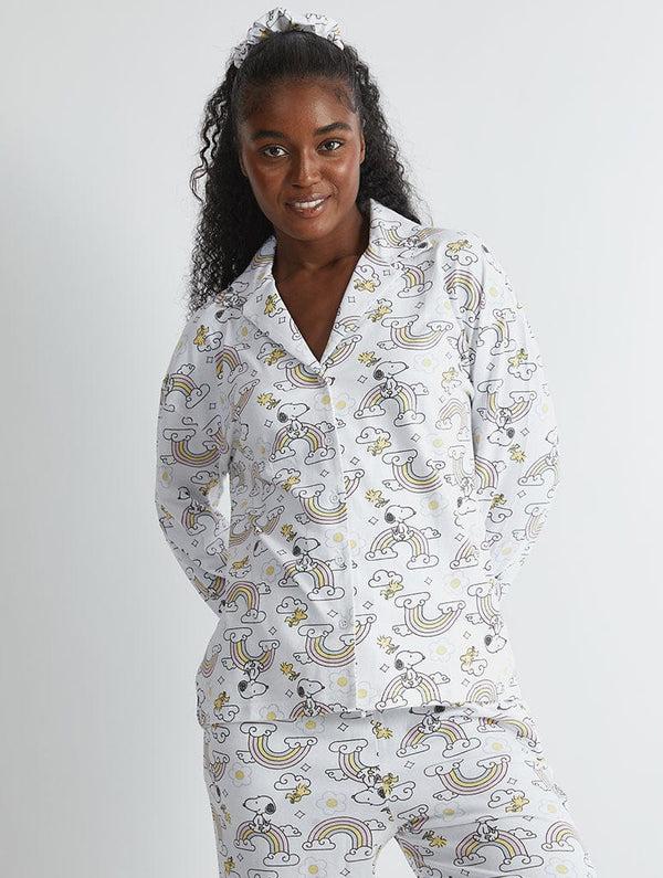 Skinnydip London Peanuts x Skinnydip Snoopy Rainbow Print Pyjama Set in Ecru – Skinnydip London Skinnydip London Peanuts x Skinnydip Snoopy Rainbow Print Pyjama Set in Ecru – Skinnydip London