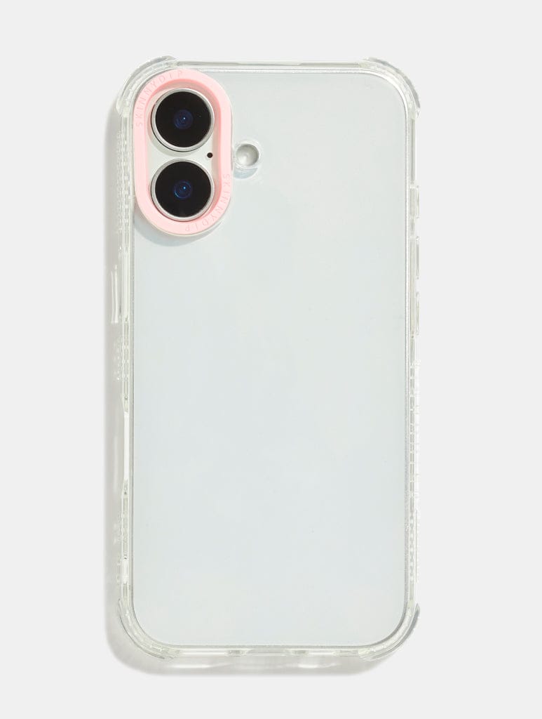 Skinnydip London Personalised Clear Base Shock IPhone Case With Pink Camera Hole