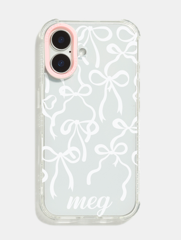Skinnydip London Personalised Clear Base Shock iPhone Case with Pink Camera Hole