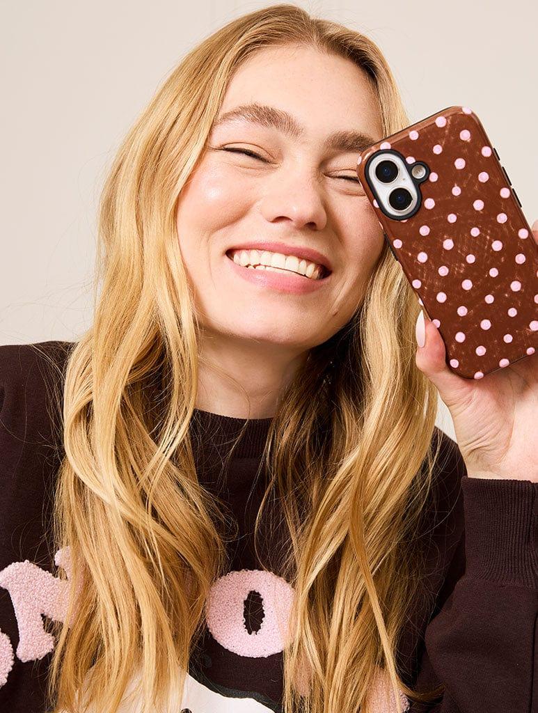 Skinnydip London Pink And Brown Painted Polka Dot Ultra Protective IPhone Case – Skinnydip London
