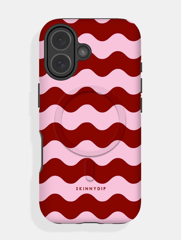Skinnydip London Pink and Burgundy Wavey Lines MagSafe Ultra Protective iPhone Case – Skinnydip London