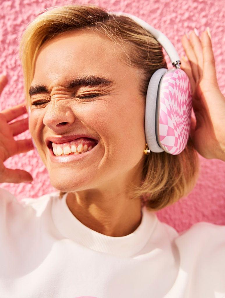 Skinnydip London Pink Warped Check AirPods Max Case In Matte