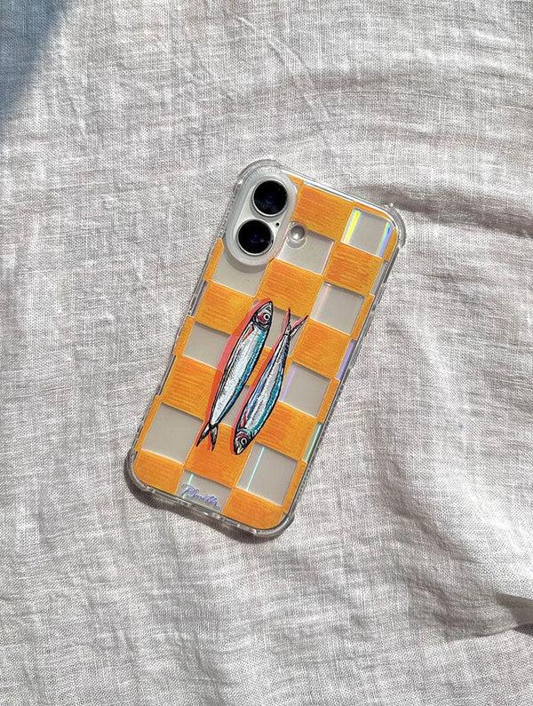 Skinnydip London Pippa Smith Studio Sardines On Check IPhone Case