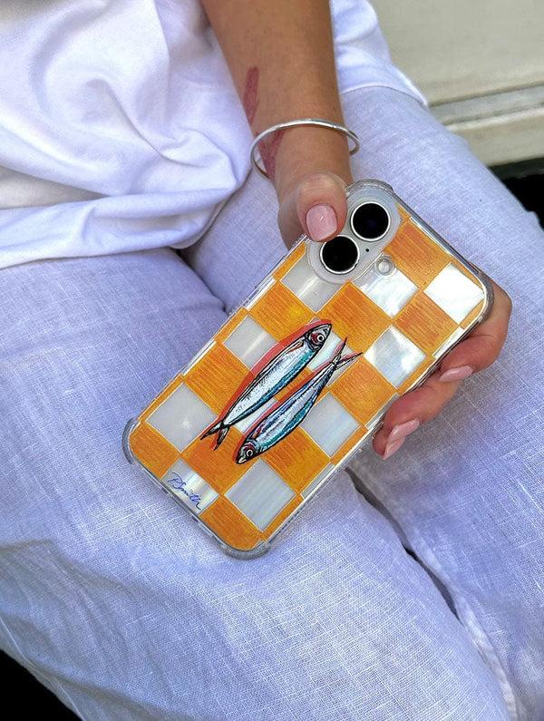 Skinnydip London Pippa Smith Studio Sardines On Check IPhone Case