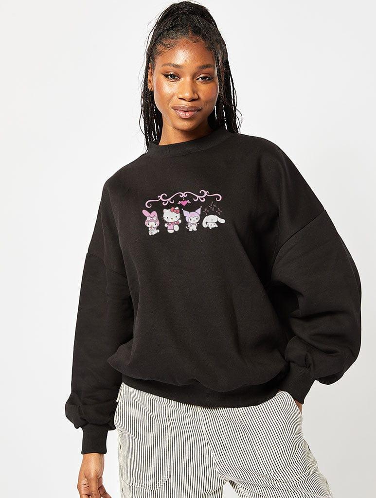 Skinnydip London Sanrio Mixed Character Sweatshirt In Black