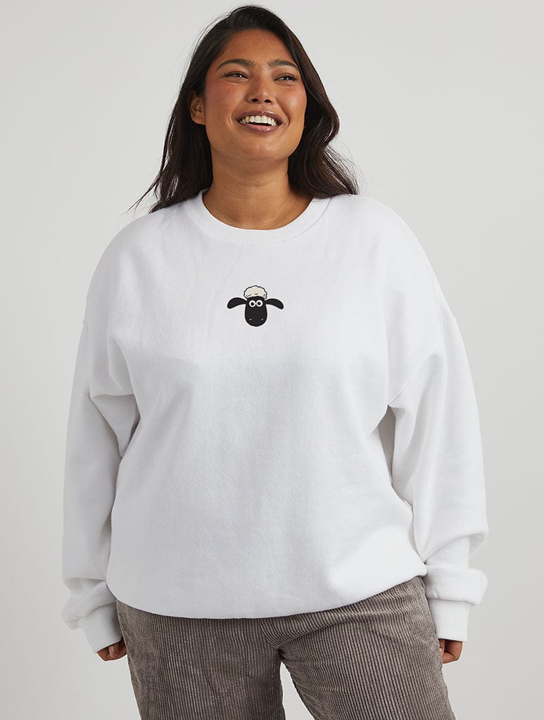 Skinnydip London Shaun The Sheep X Skinnydip Shaun Sweatshirt In Ecru