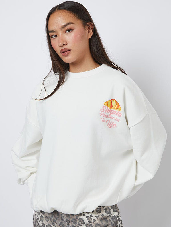 Skinnydip London Simple Pleasures In Life Sweatshirt In Ecru