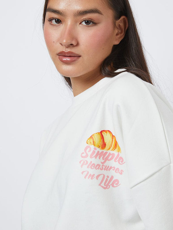 Skinnydip London Simple Pleasures In Life Sweatshirt In Ecru