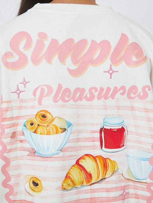 Skinnydip London Simple Pleasures In Life Sweatshirt In Ecru