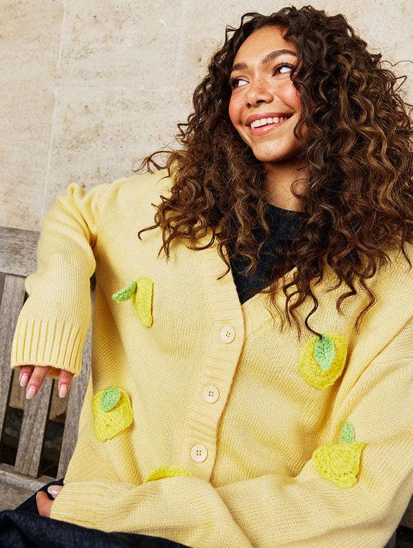 Skinnydip London 3D Lemons Knitted Cardigan