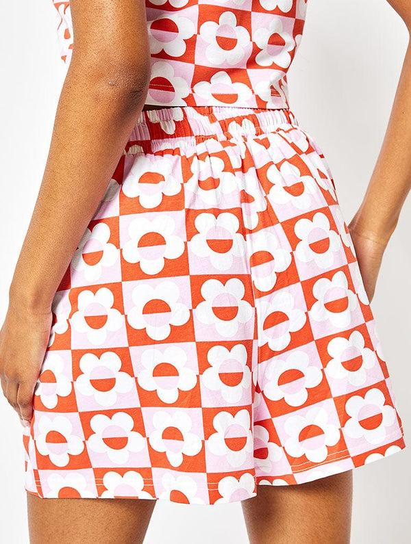 Skinnydip London 70's Flower Checker Jersey Shorts