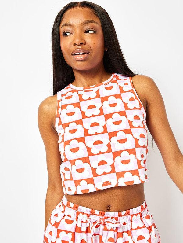 Skinnydip London 70's Flower Checker Jersey Vest