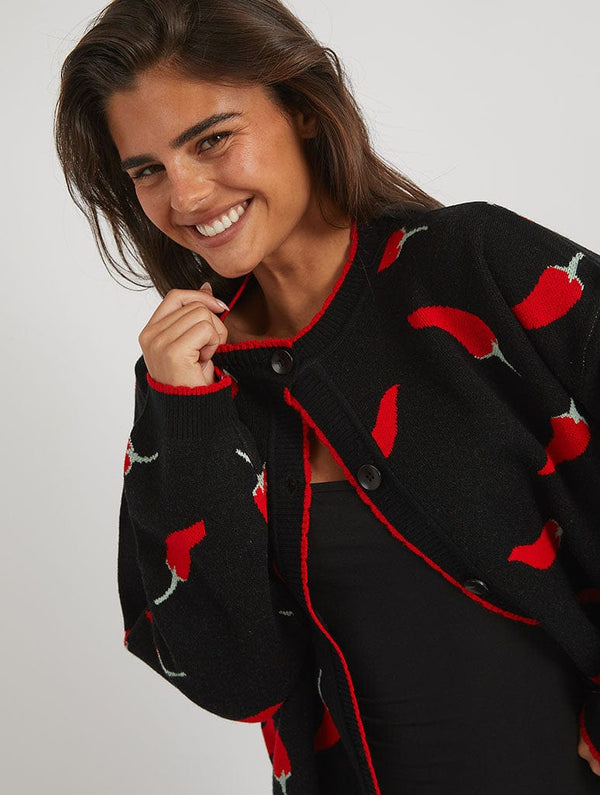 Skinnydip London Chilli Black Knitted Cardigan