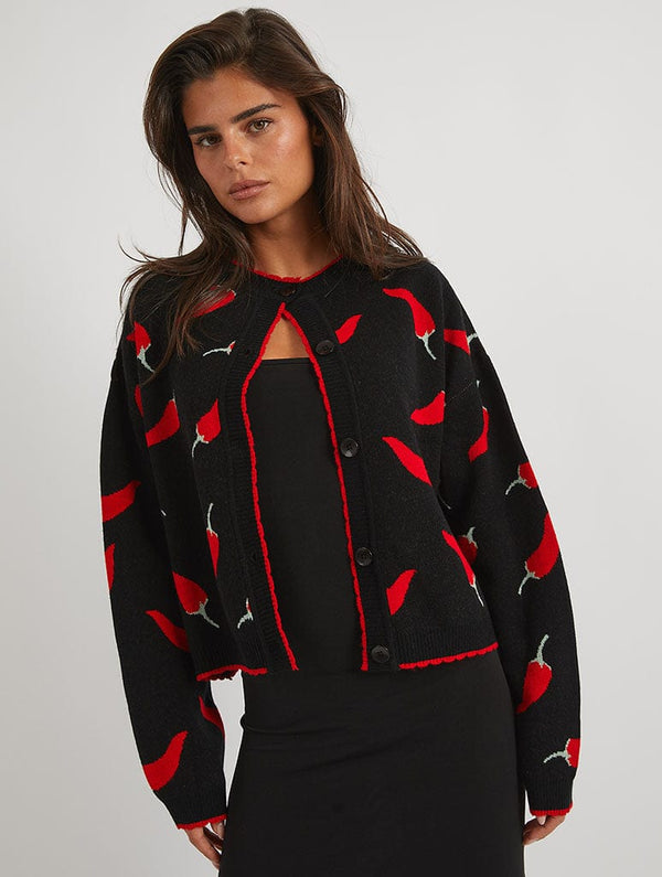 Skinnydip London Chilli Black Knitted Cardigan