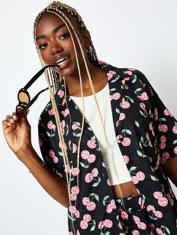 Skinnydip London Disco Cherry Shirt in Black