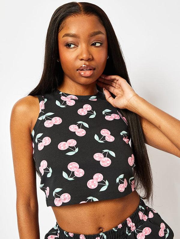 Skinnydip London Disco Cherry Vest In Charcoal