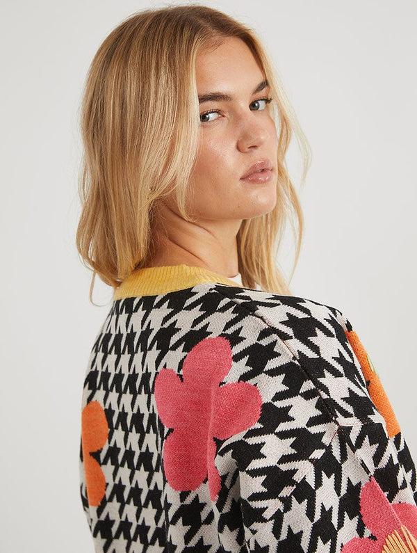 Skinnydip London Dogstooth Flower Knitted Cardigan