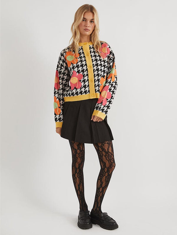 Skinnydip London Dogstooth Flower Knitted Cardigan