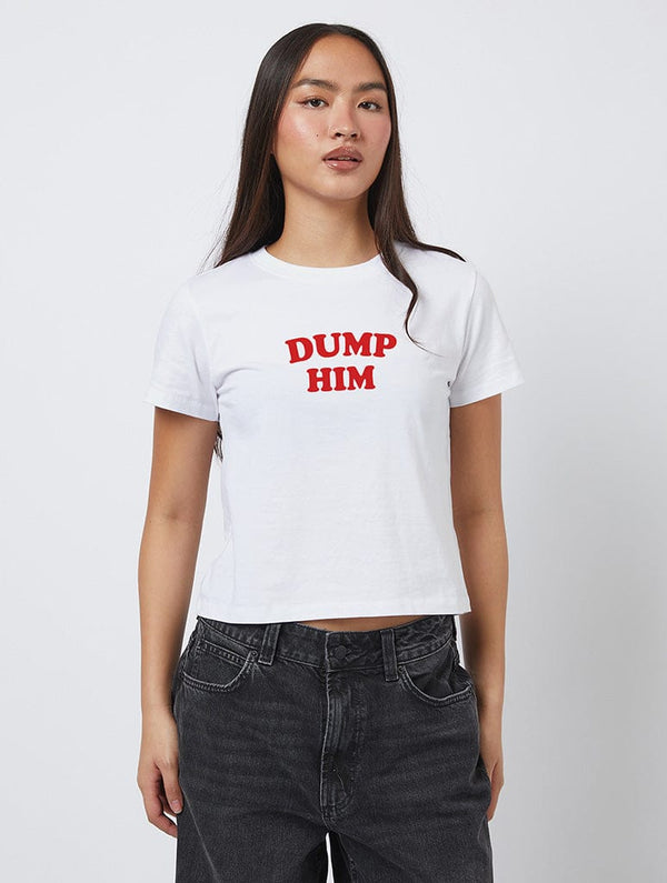 Skinnydip London Dump Him Baby T-Shirt In White