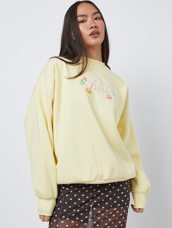 Skinnydip London Flora Sweatshirt In Yellow