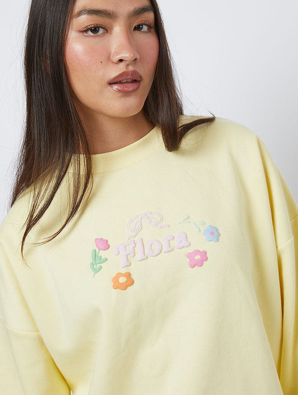 Skinnydip London Flora Sweatshirt In Yellow