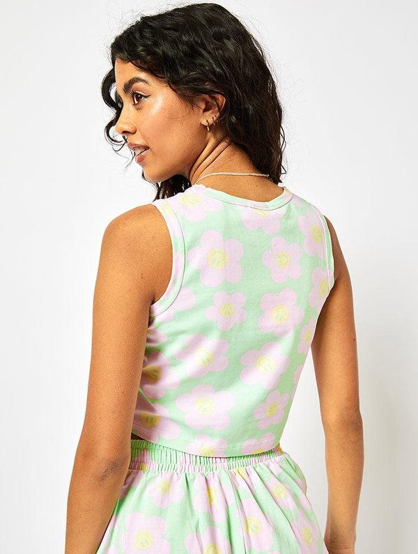 Skinnydip London Happy Flowers Vest In Pink & Green