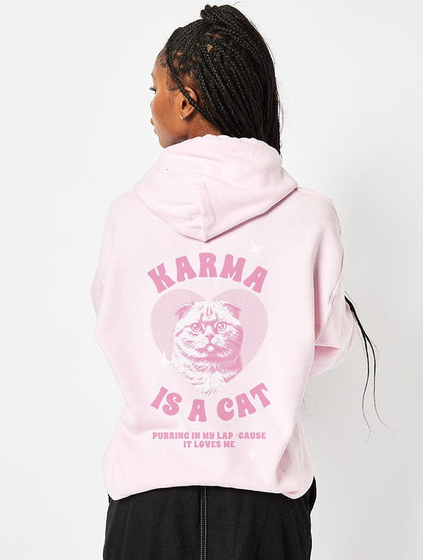 Skinnydip London Karma Is A Cat Hoodie In Pink