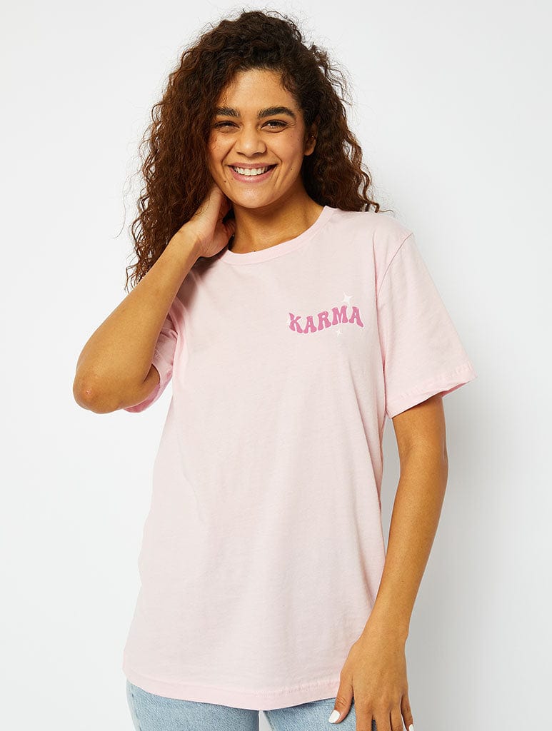 Skinnydip London Karma Is A Cat T-Shirt Pink