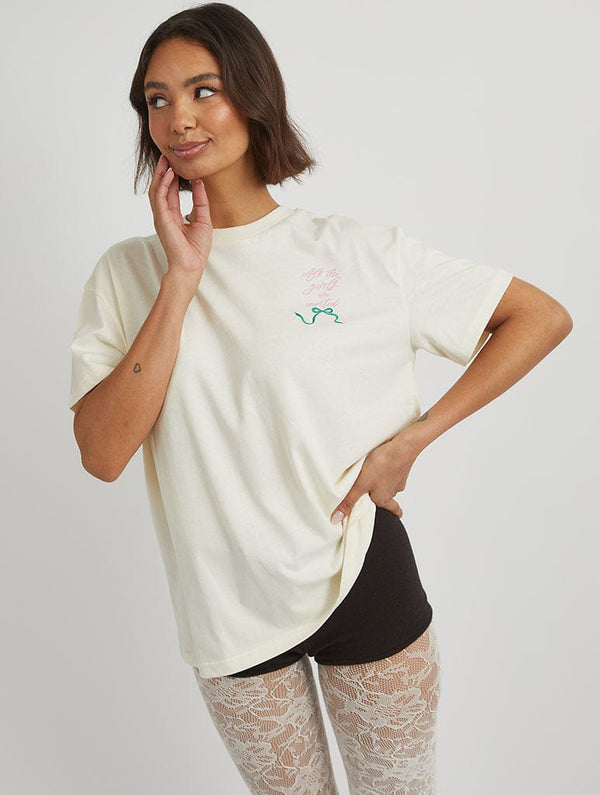 Skinnydip London Picnic Party T-Shirt In Ecru
