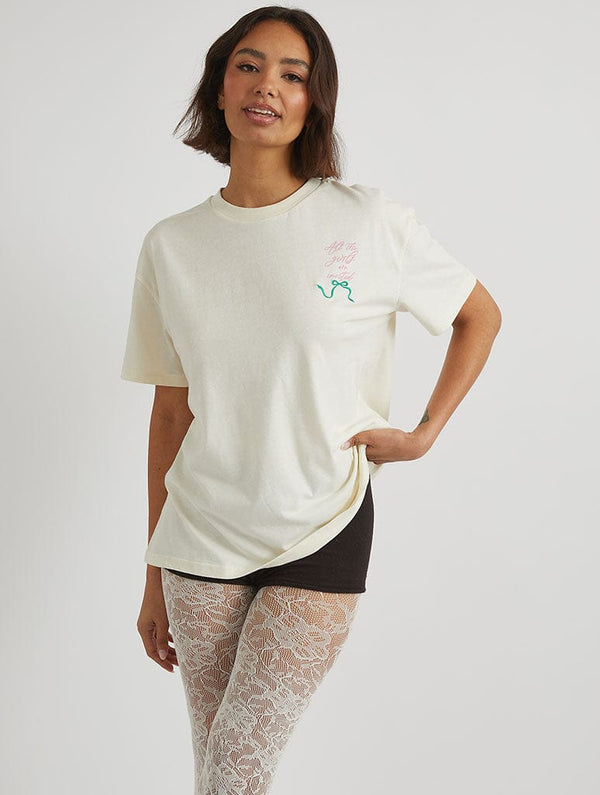 Skinnydip London Picnic Party T-Shirt In Ecru