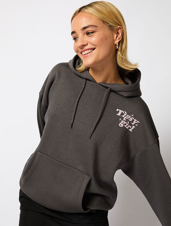 Skinnydip London Tipsy Girl Hoodie In Charcoal