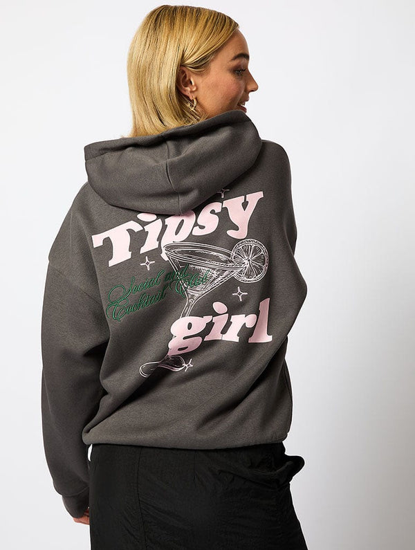 Skinnydip London Tipsy Girl Hoodie in Charcoal