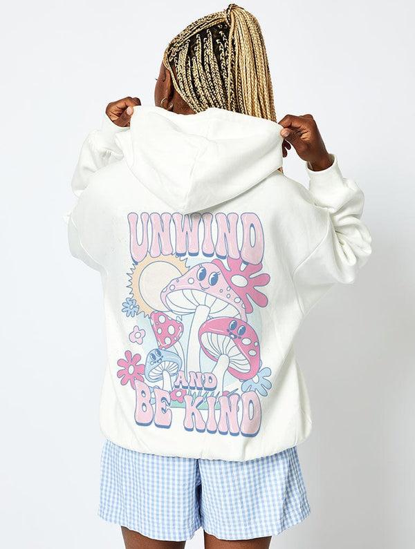 Skinnydip London Unwind And Be Kind Hoodie In Ecru