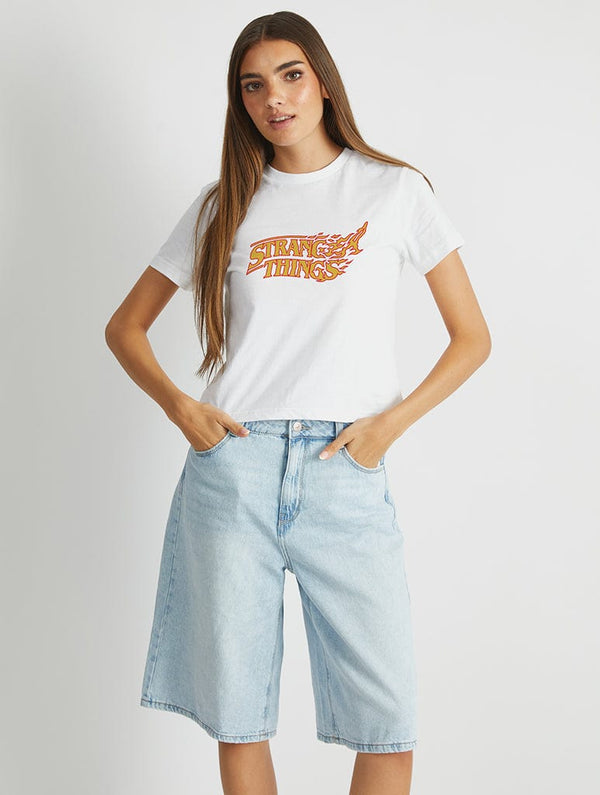 Skinnydip London Stranger Things x Skinnydip Flame Baby T-Shirt In White