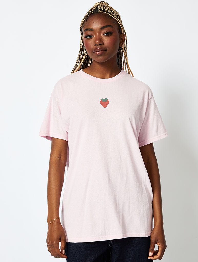 Skinnydip London Strawberry Shortcake T-Shirt In Pink