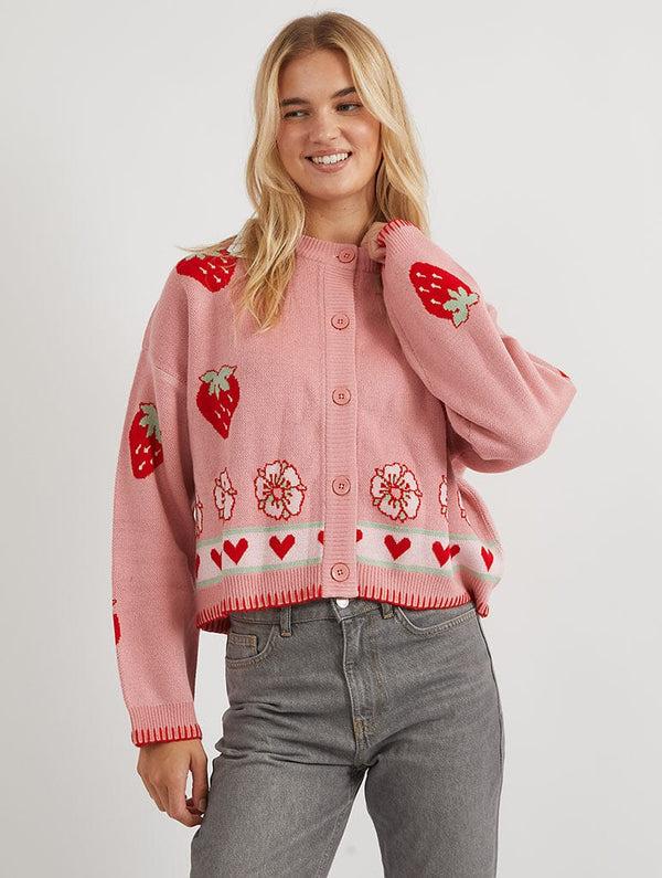 Skinnydip London Strawberry Shortcake x Skinnydip 3D Knitted Cardigan