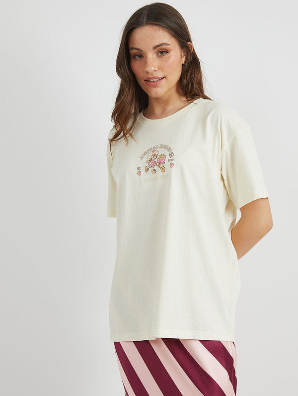 Skinnydip London Strawberry Shortcake X Skinnydip Stay Wild T-Shirt In Ecru