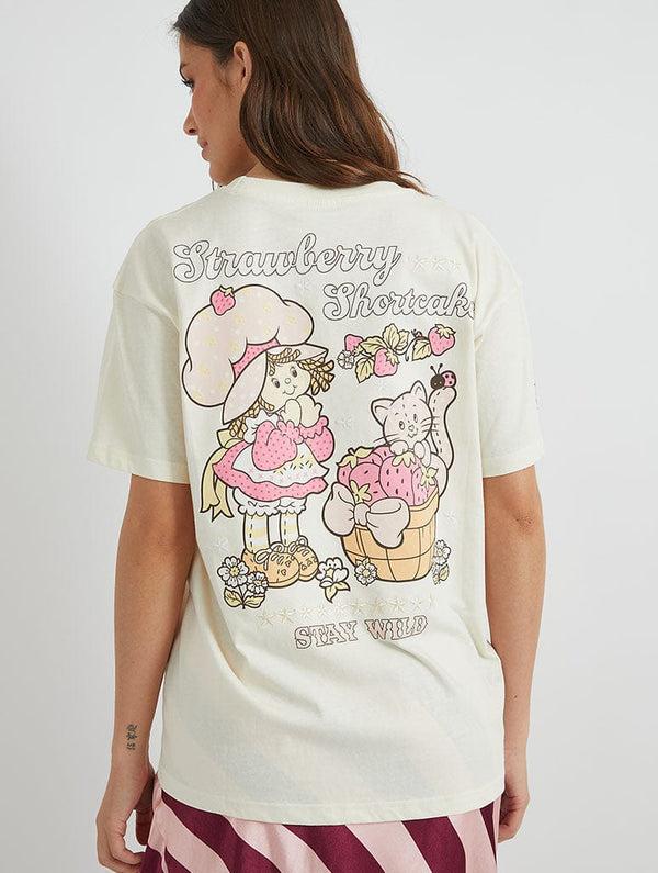 Skinnydip London Strawberry Shortcake X Skinnydip Stay Wild T-Shirt In Ecru