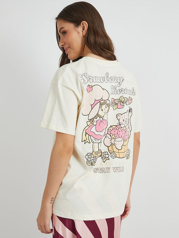 Skinnydip London Strawberry Shortcake x Skinnydip Stay Wild T-Shirt in Ecru