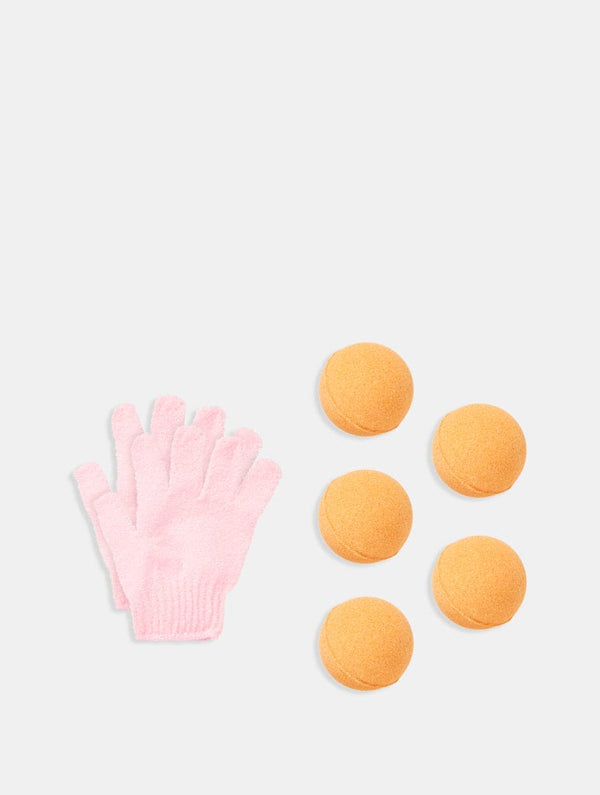 Skinnydip London Supermarket Peach Bath Bomb & Exfoliating Glove Tin