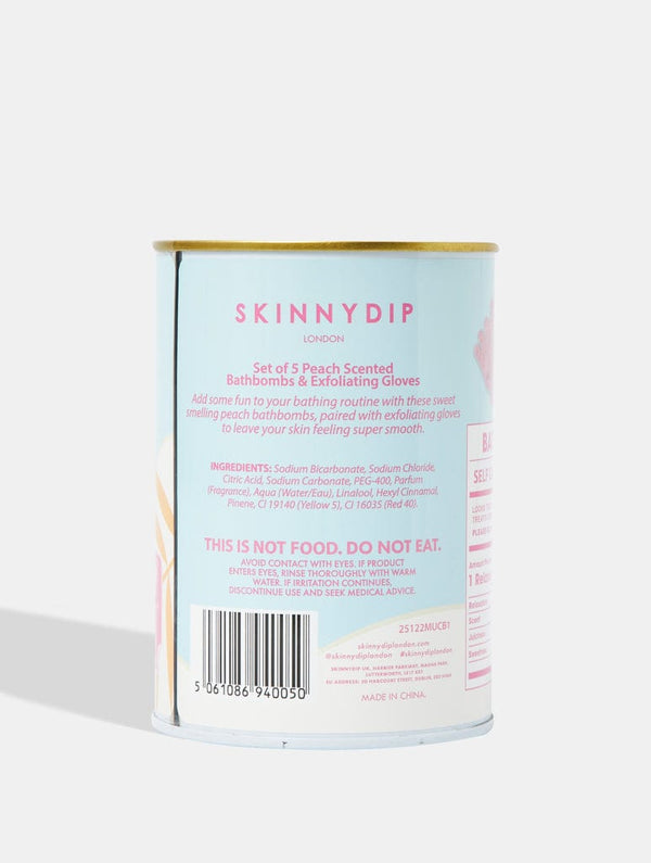 Skinnydip London Supermarket Peach Bath Bomb & Exfoliating Glove Tin