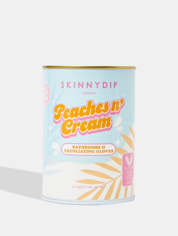 Skinnydip London Supermarket Peach Bath Bomb & Exfoliating Glove Tin