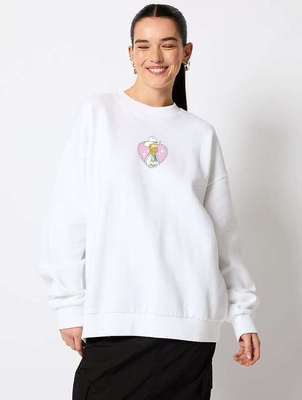 Skinnydip London The Simpsons Cowboy Homer Sweatshirt In Ecru