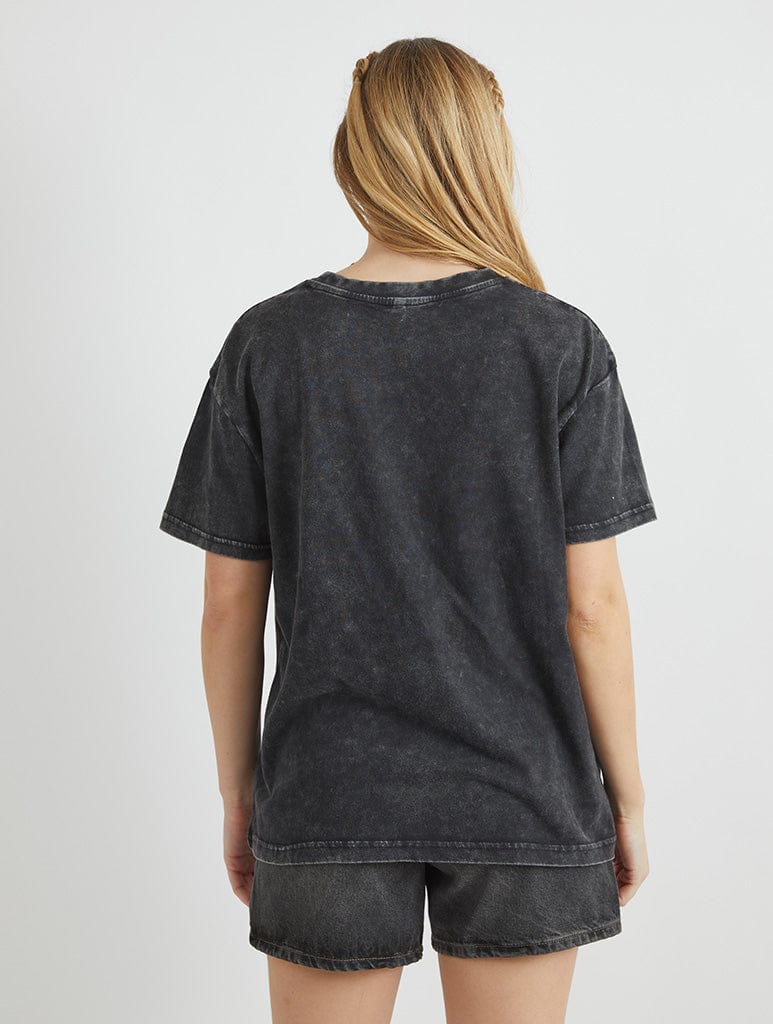 Skinnydip London The Simpsons Donut Devil Still T-Shirt In Acid Wash