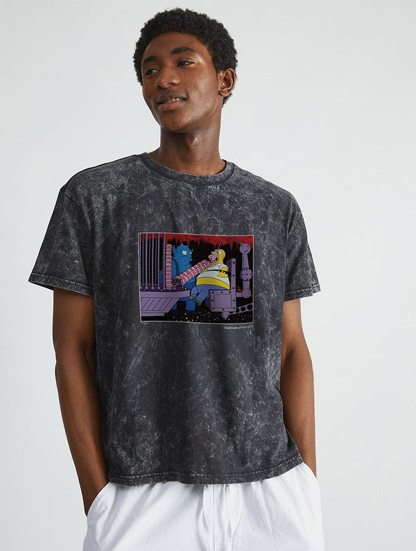 Skinnydip London The Simpsons Donut Devil Still T-Shirt in Acid Wash