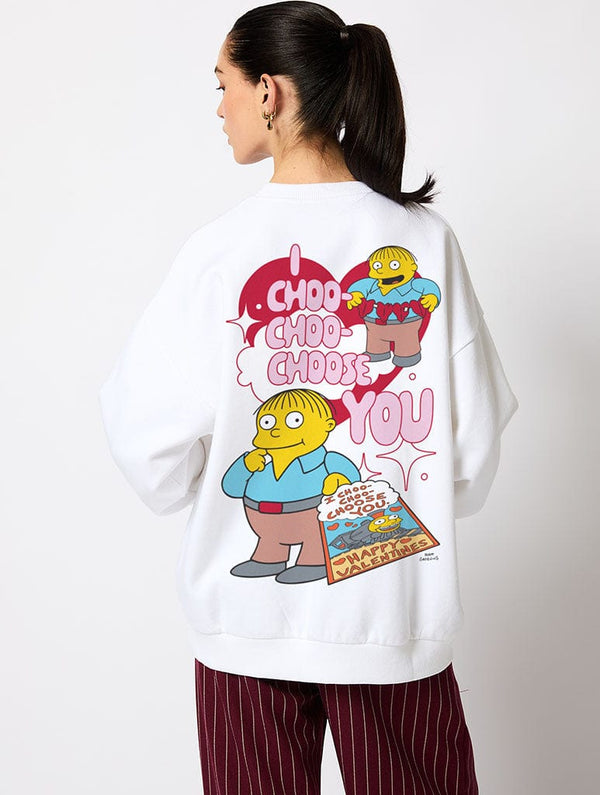 Skinnydip London The Simpsons I Choo-Choo-Choose You Sweatshirt In Ecru