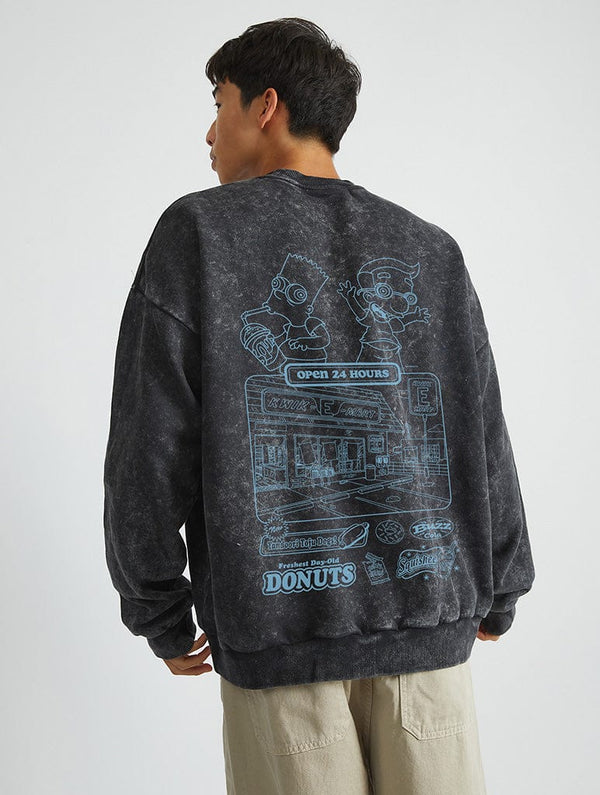 Skinnydip London The Simpsons Kiwk-E-Mart Sweatshirt In Acid Wash