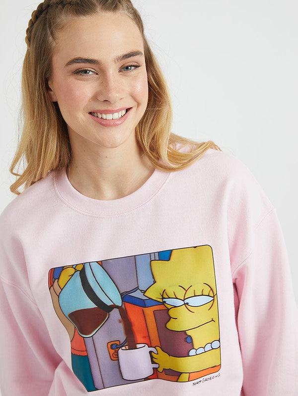 Skinnydip London The Simpsons Lisa Coffee Sweatshirt In Pink
