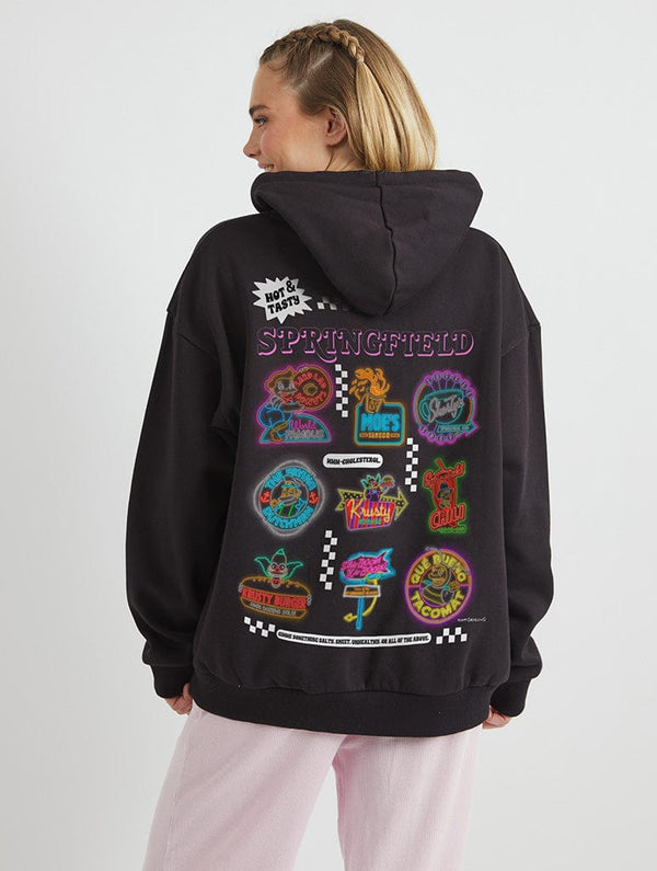 Skinnydip London The Simpsons Springfield Fast Food Hoodie in Black